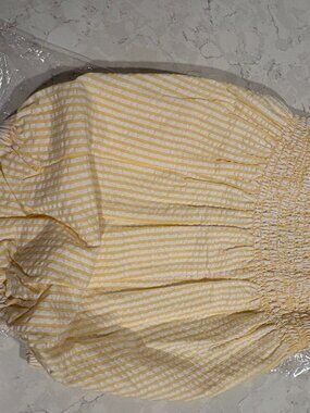 NWT Busy Bees Infant Girls Ella Ruched Bubble Yellow/White 24 months